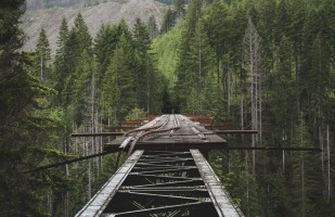 a broken railroad track
