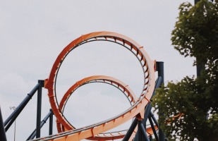 a twisting rollercoaster