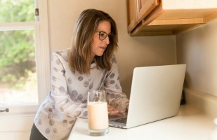 woman working from home on her laptop