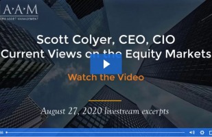 Title slide for Scott Colyer's Livestream about current views on the equity markets